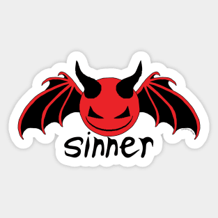 Smiley Sinner - Black on Red Sticker